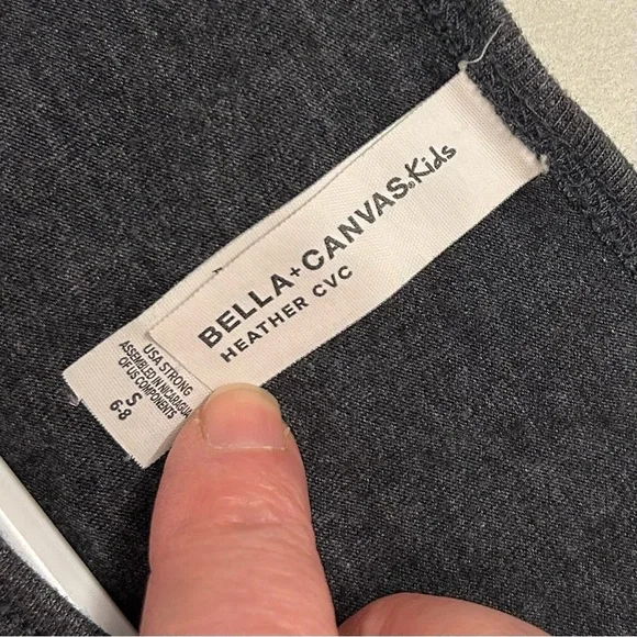 Bella Canvas Kids Charcoal Tank Top with Graphic Colorful Empire Design. Size S - Picture 5 of 7